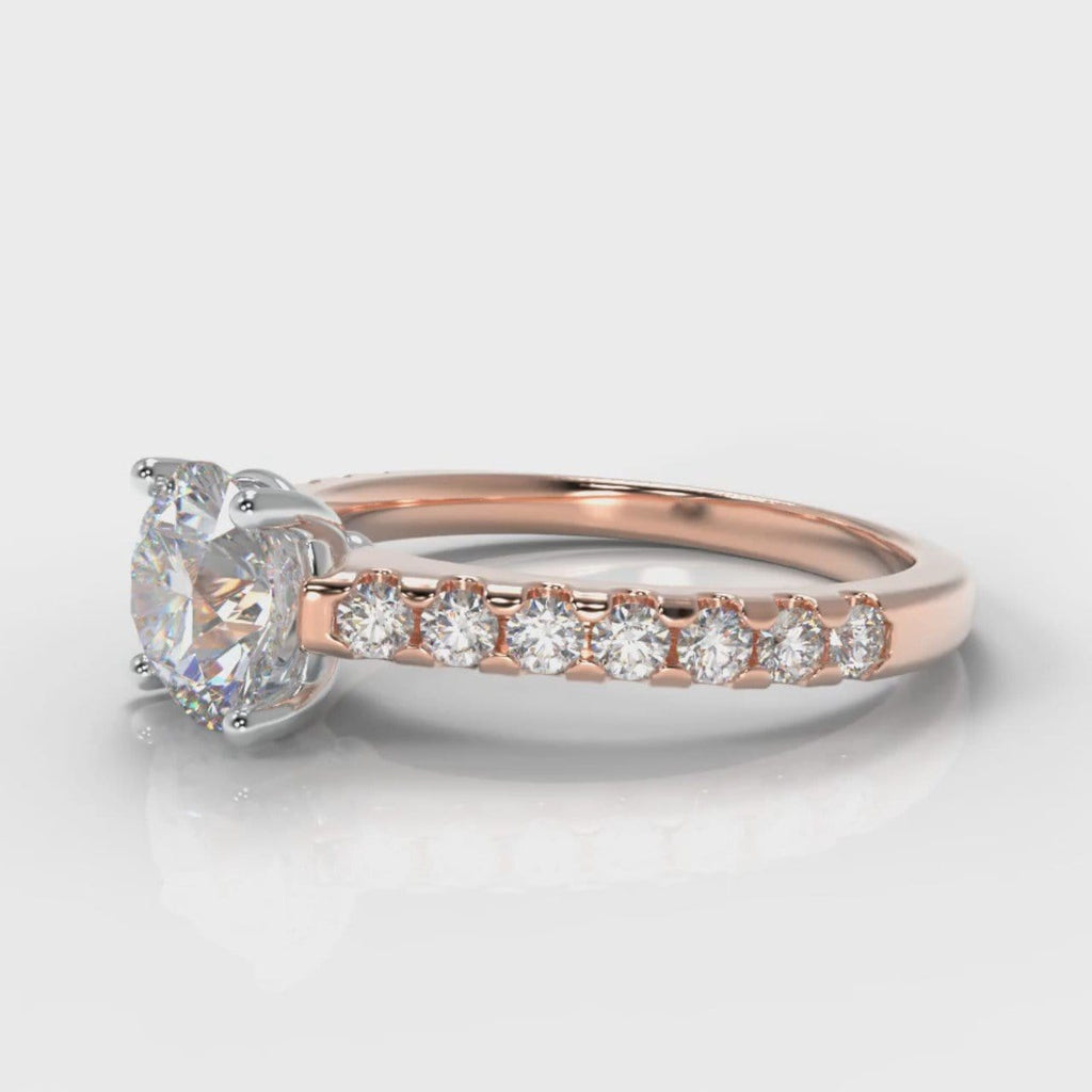 Carrée Micropavé Round Brilliant Engagement Ring - Rose Gold