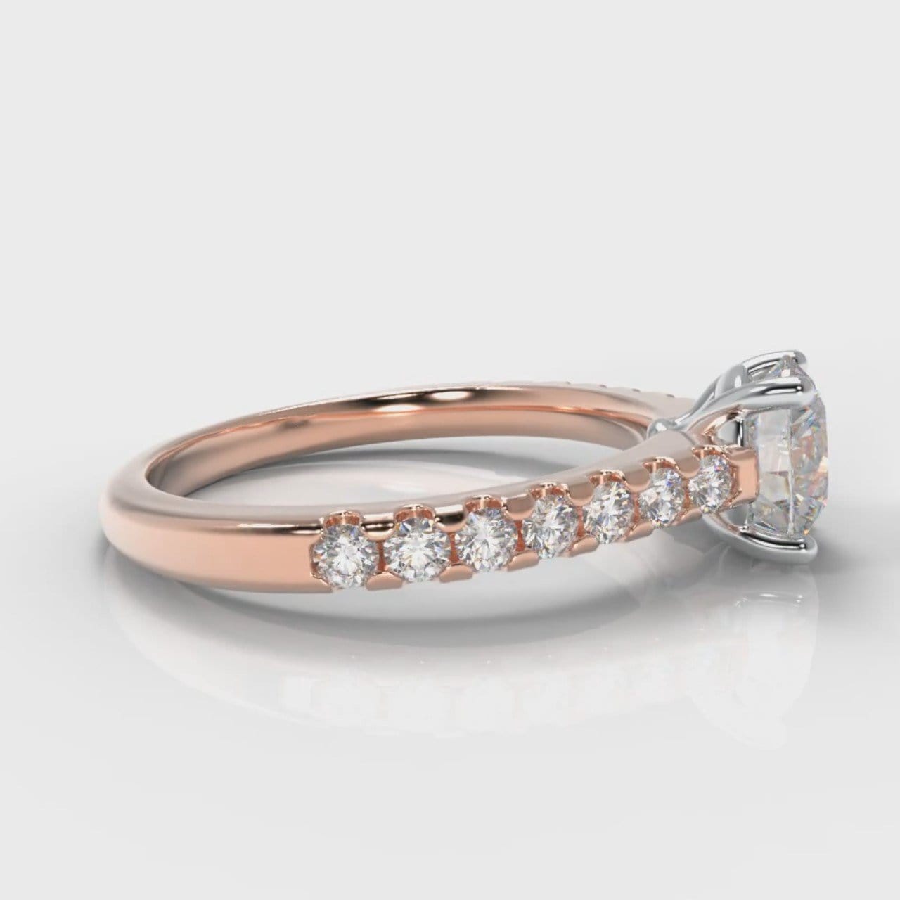 Carrée Micropavé Round Brilliant Engagement Ring - Rose Gold