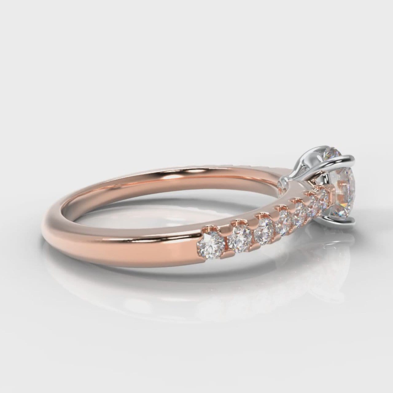 Carrée Micropavé Round Brilliant Engagement Ring - Rose Gold