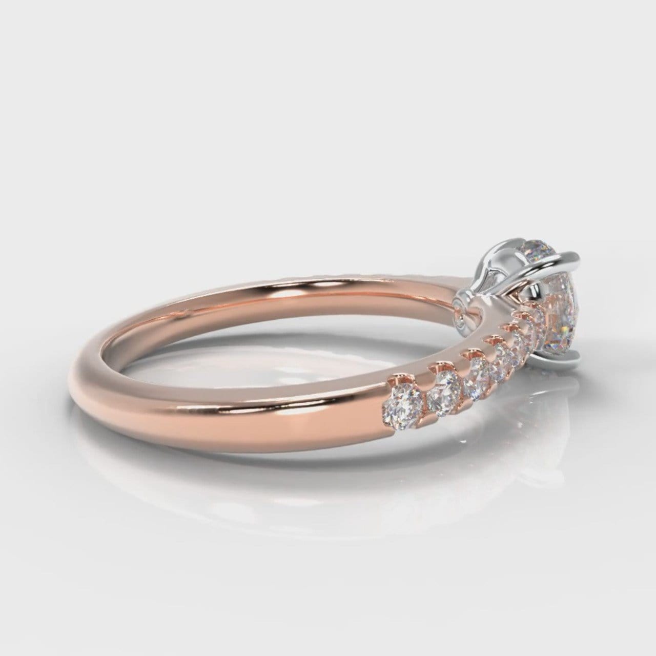 Carrée Micropavé Round Brilliant Engagement Ring - Rose Gold