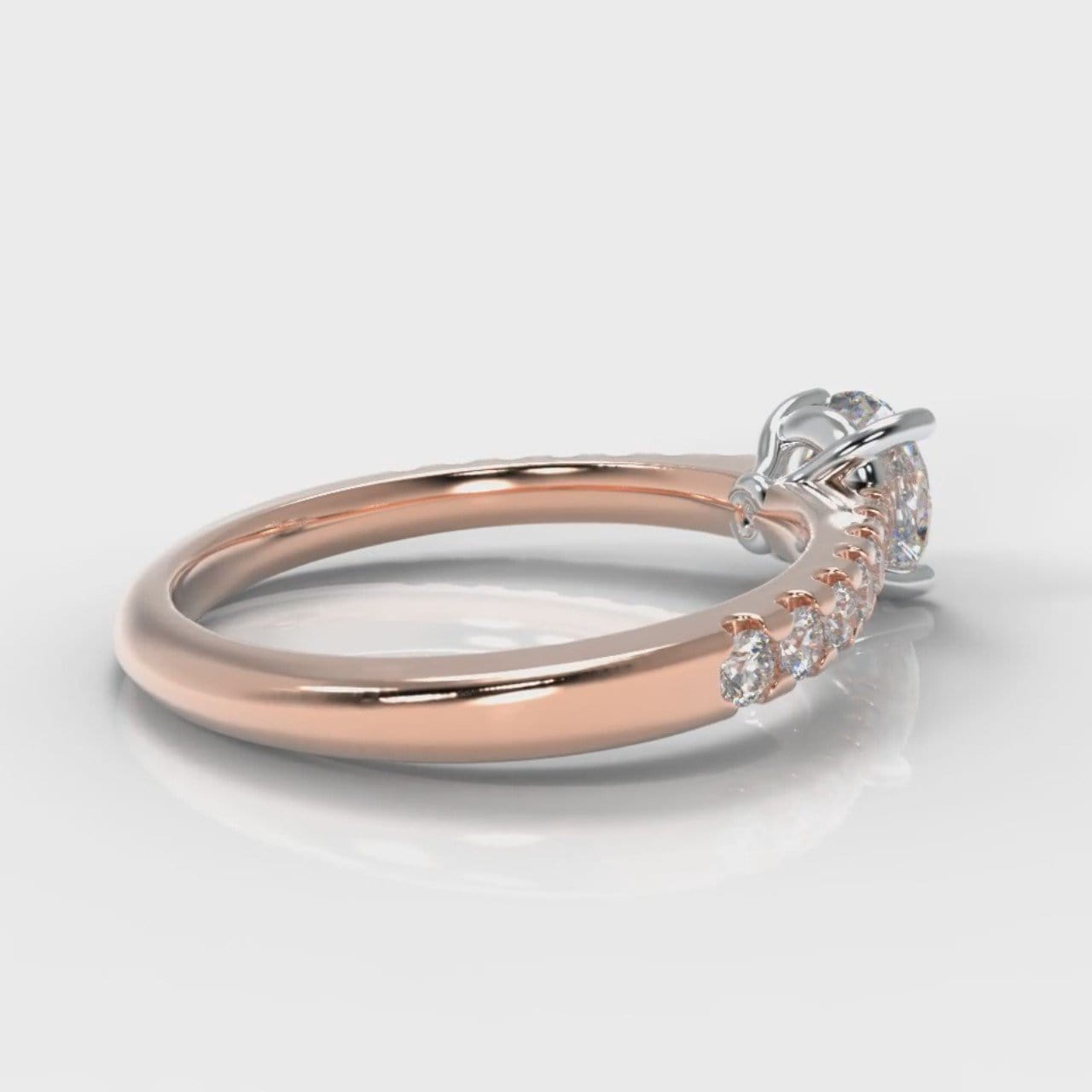 Carrée Micropavé Round Brilliant Engagement Ring - Rose Gold