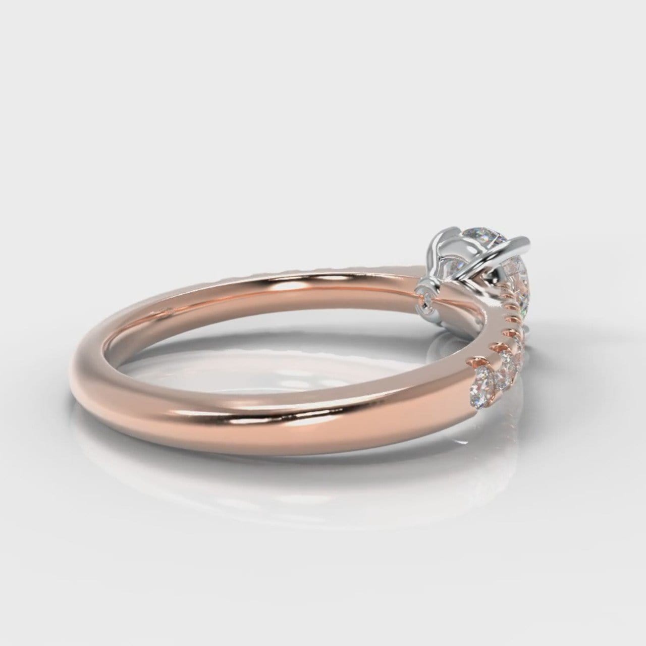 Carrée Micropavé Round Brilliant Engagement Ring - Rose Gold