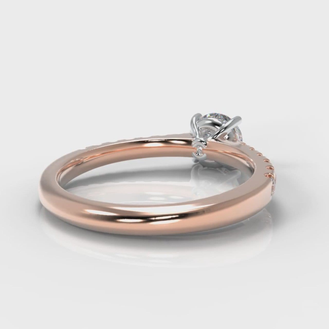 Carrée Micropavé Round Brilliant Engagement Ring - Rose Gold