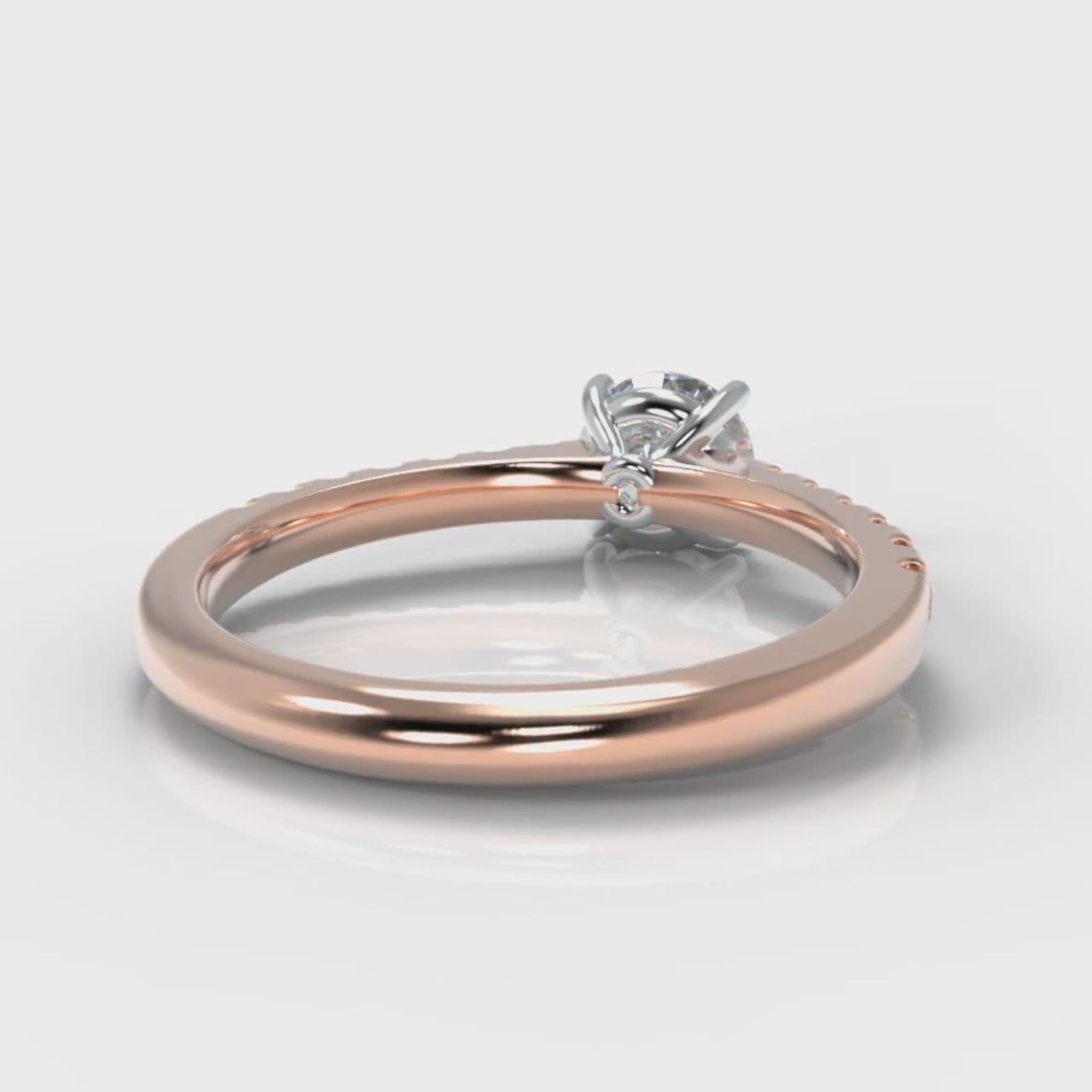 Carrée Micropavé Round Brilliant Engagement Ring - Rose Gold