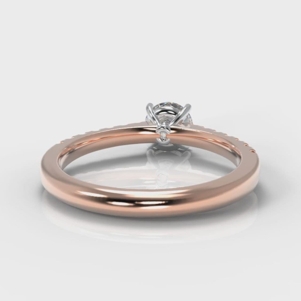 Carrée Micropavé Round Brilliant Engagement Ring - Rose Gold