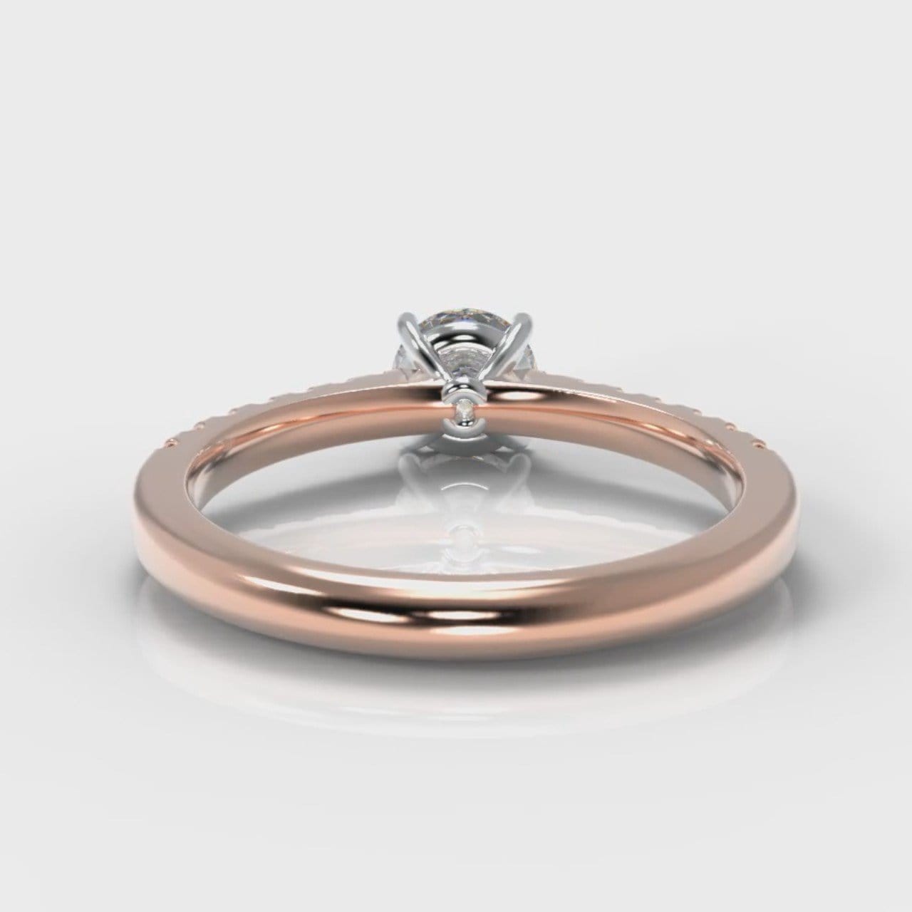 Carrée Micropavé Round Brilliant Engagement Ring - Rose Gold