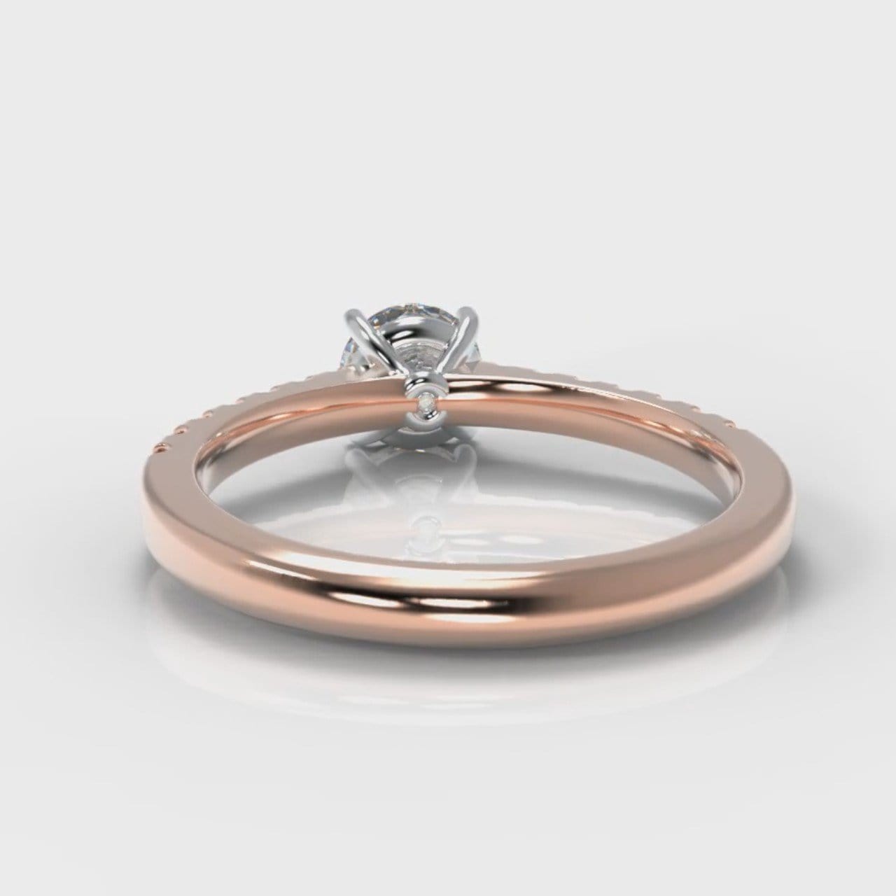 Carrée Micropavé Round Brilliant Engagement Ring - Rose Gold