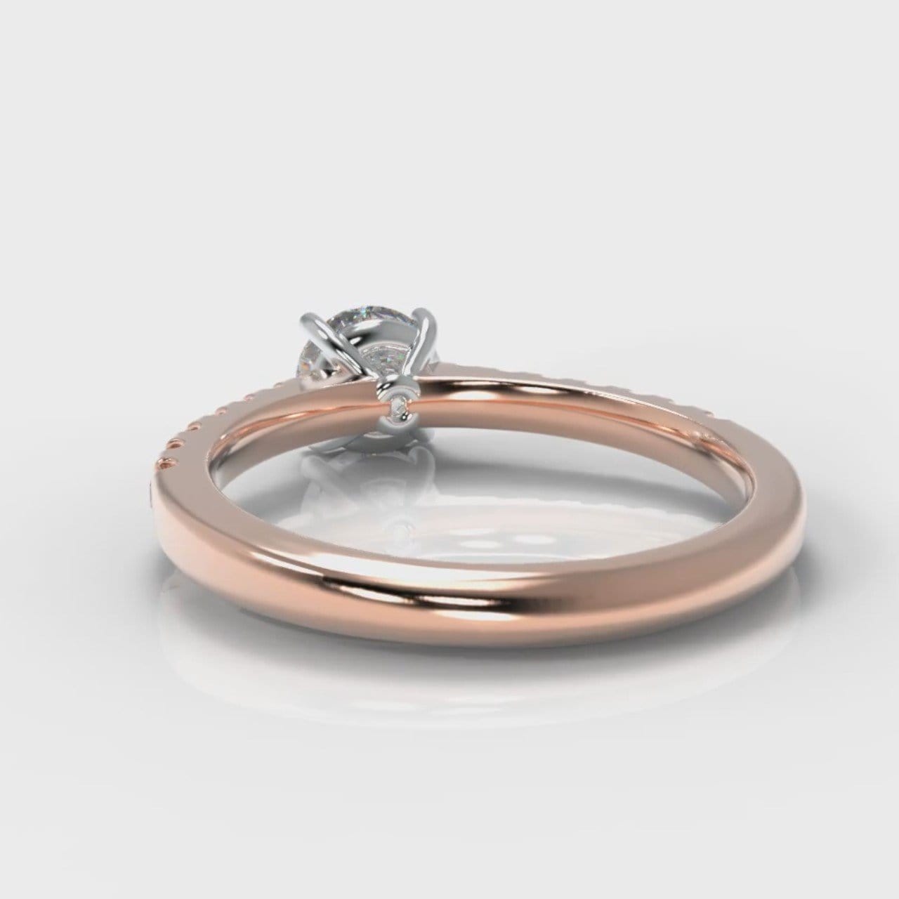 Carrée Micropavé Round Brilliant Engagement Ring - Rose Gold