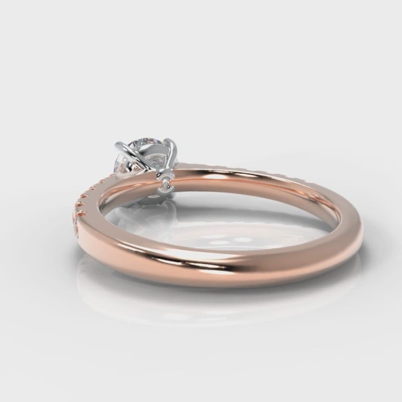 Carrée Micropavé Round Brilliant Engagement Ring - Rose Gold
