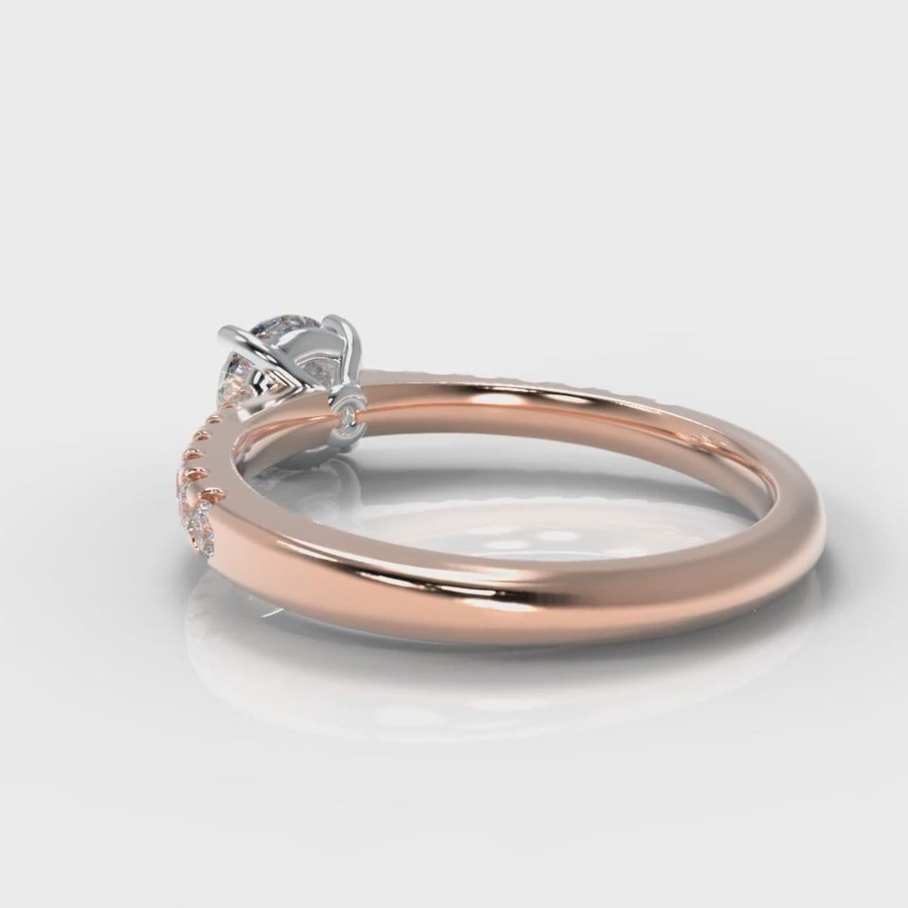 Carrée Micropavé Round Brilliant Engagement Ring - Rose Gold