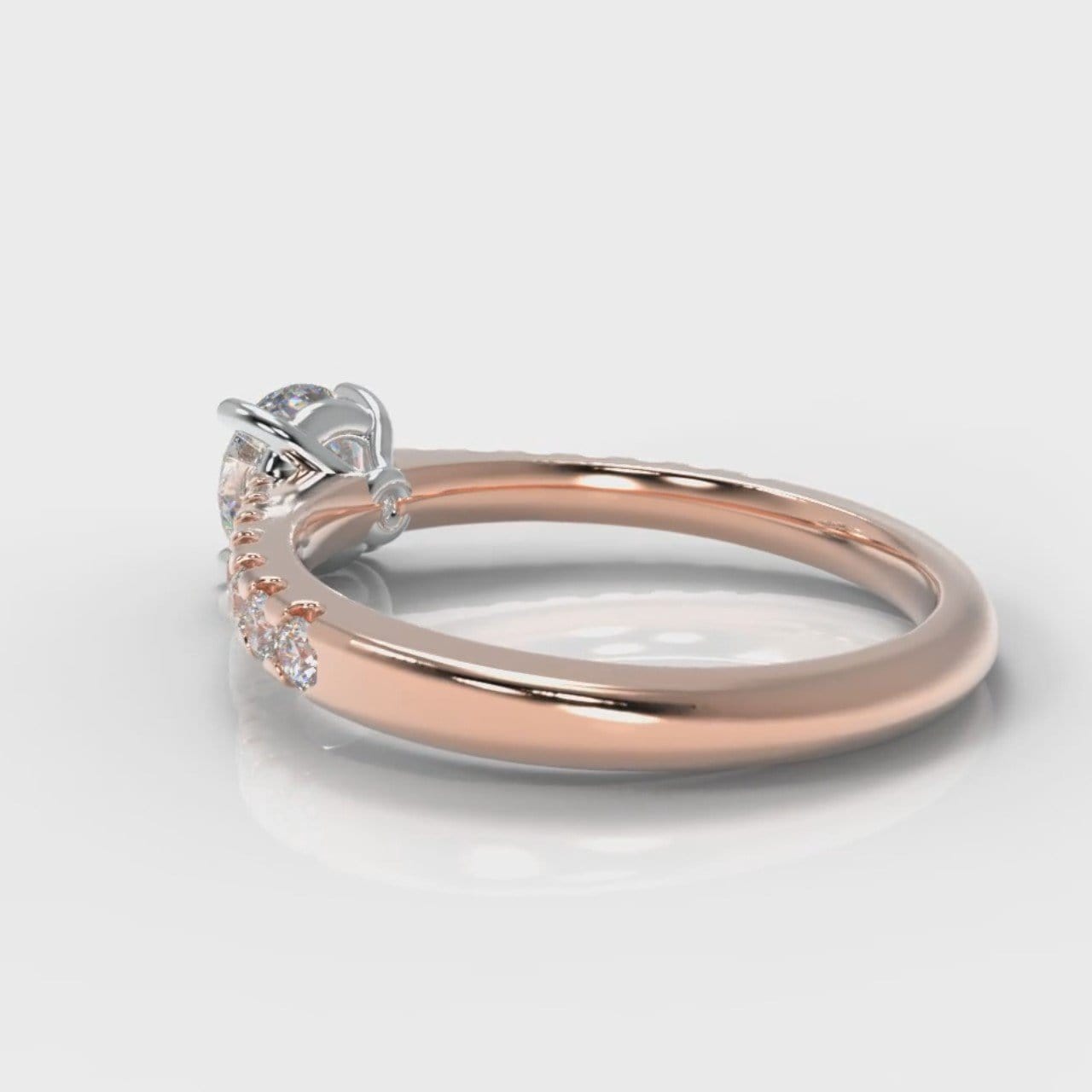 Carrée Micropavé Round Brilliant Engagement Ring - Rose Gold