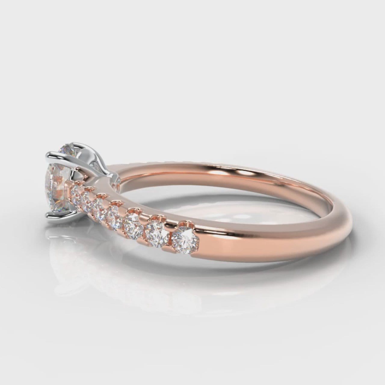 Carrée Micropavé Round Brilliant Engagement Ring - Rose Gold