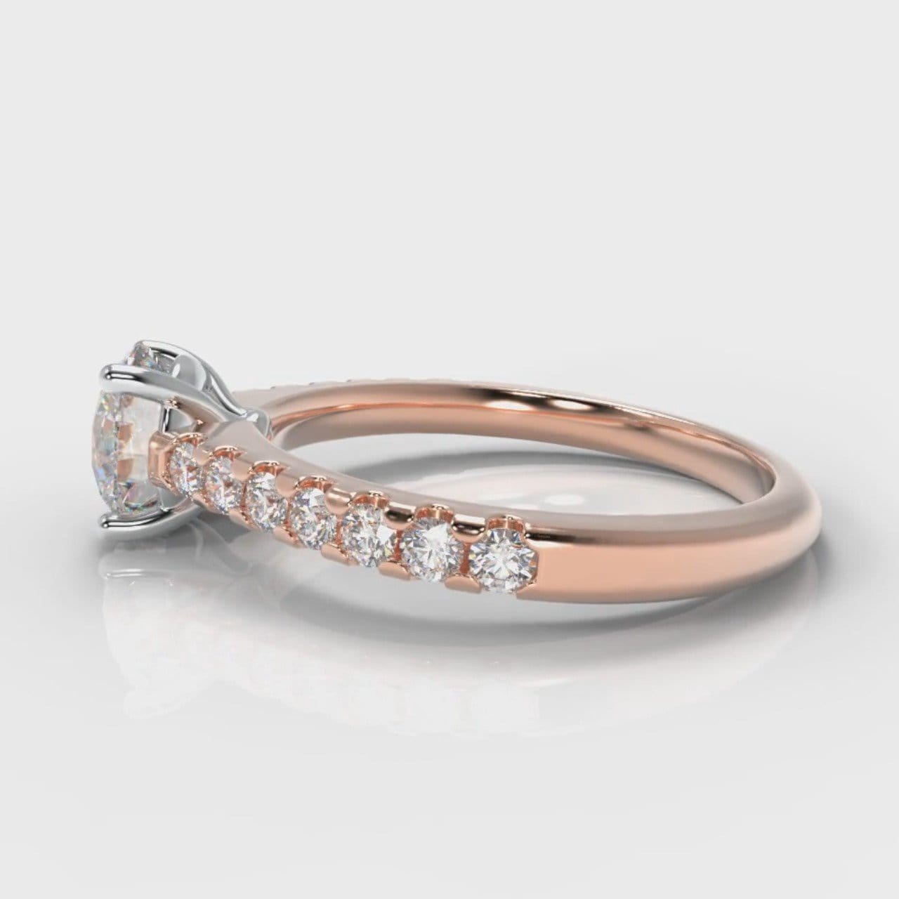 Carrée Micropavé Round Brilliant Engagement Ring - Rose Gold