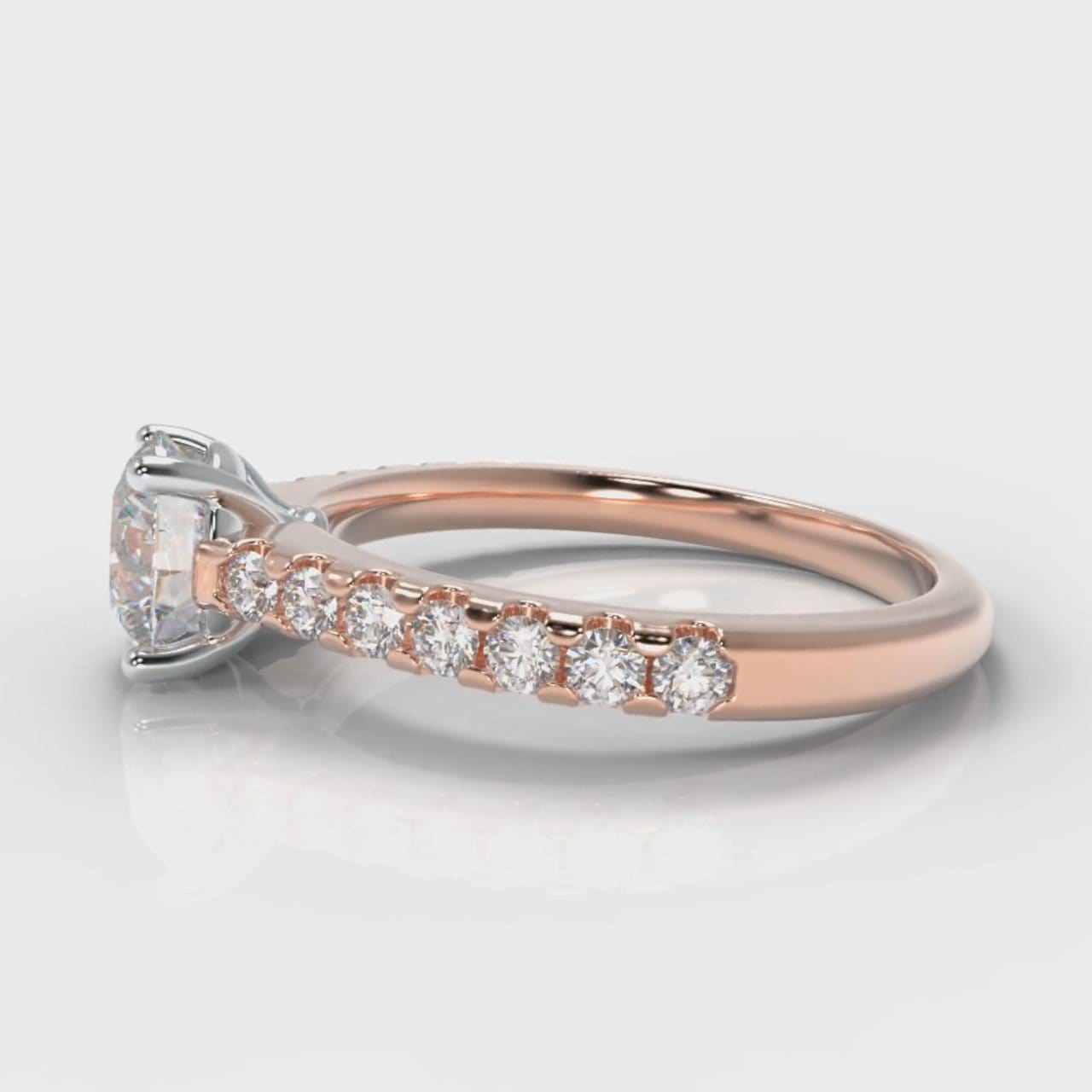 Carrée Micropavé Round Brilliant Engagement Ring - Rose Gold