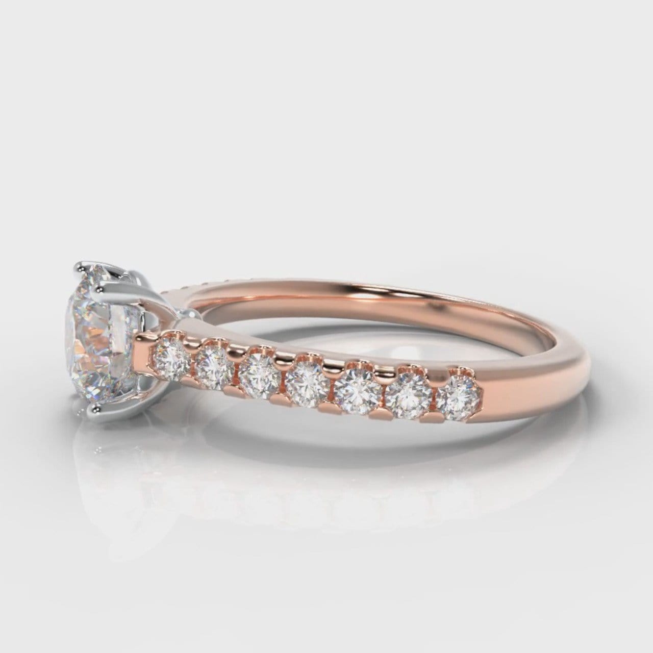 Carrée Micropavé Round Brilliant Engagement Ring - Rose Gold