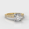 Carrée Micropavé Round Brilliant Diamond Engagement Ring - Yellow Gold