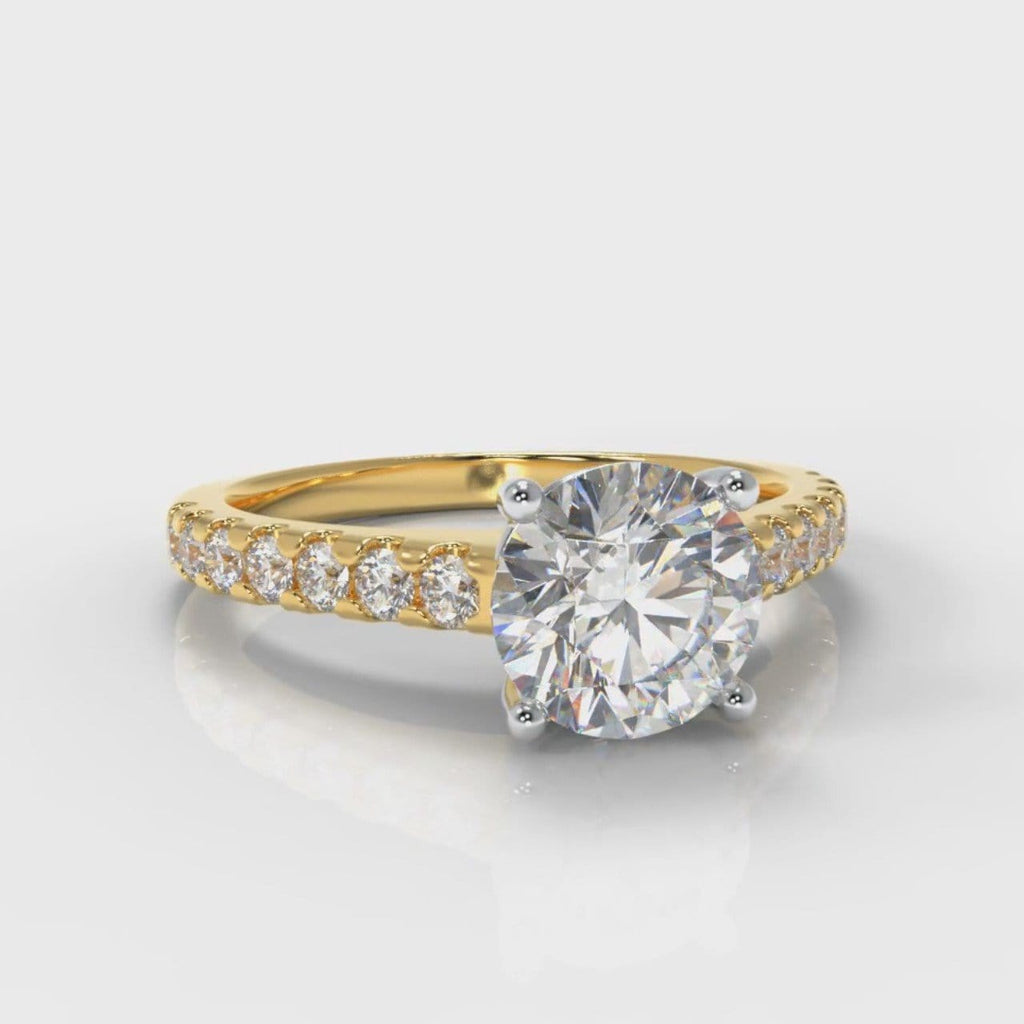 Carrée Micropavé Round Brilliant Diamond Engagement Ring - Yellow Gold