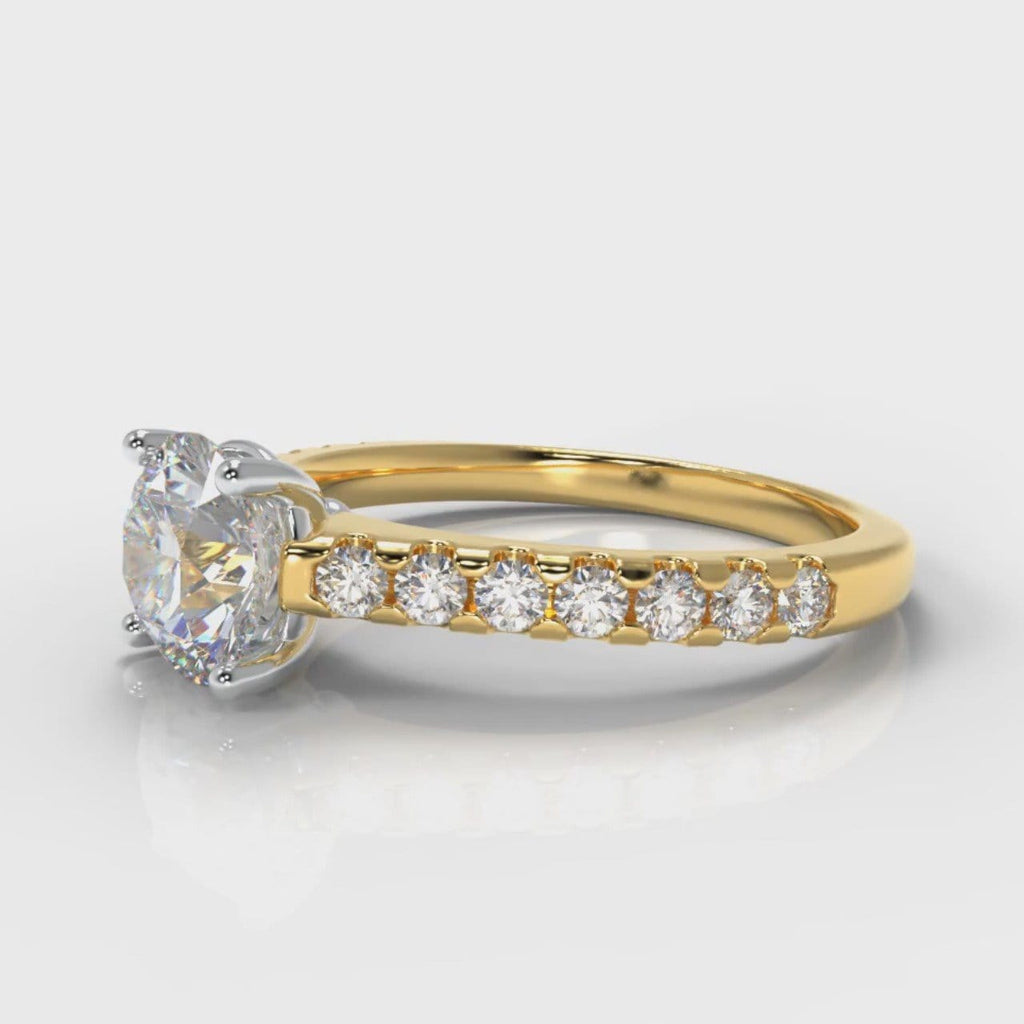 Carrée Micropavé Round Brilliant Diamond Engagement Ring - Yellow Gold