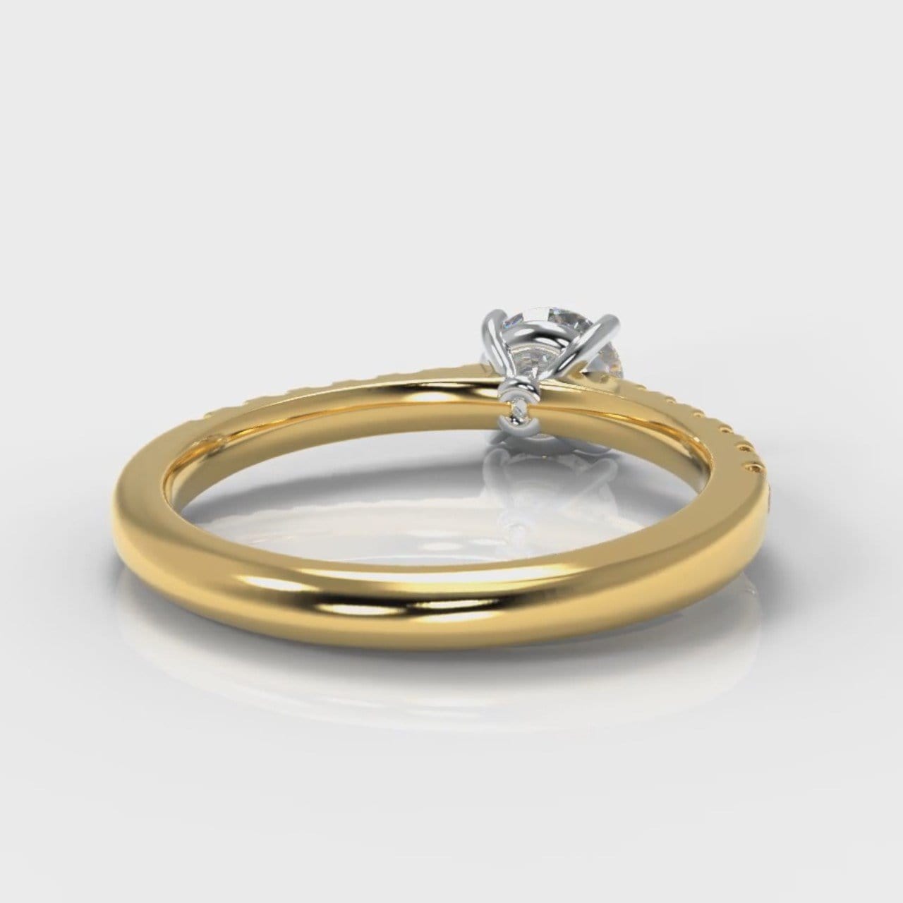 Carrée Micropavé Round Brilliant Diamond Engagement Ring - Yellow Gold