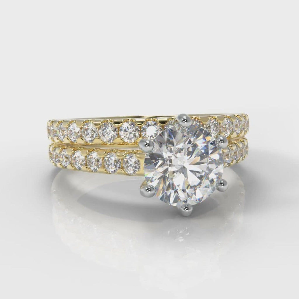 Star Micropavé Round Brilliant Bridal Set - Yellow Gold
