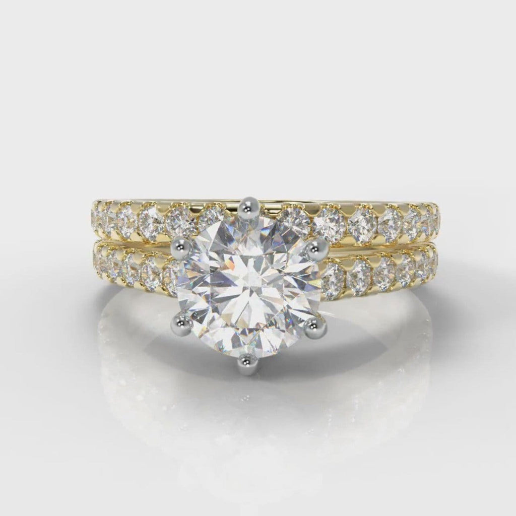 Star Micropavé Round Brilliant Bridal Set - Yellow Gold