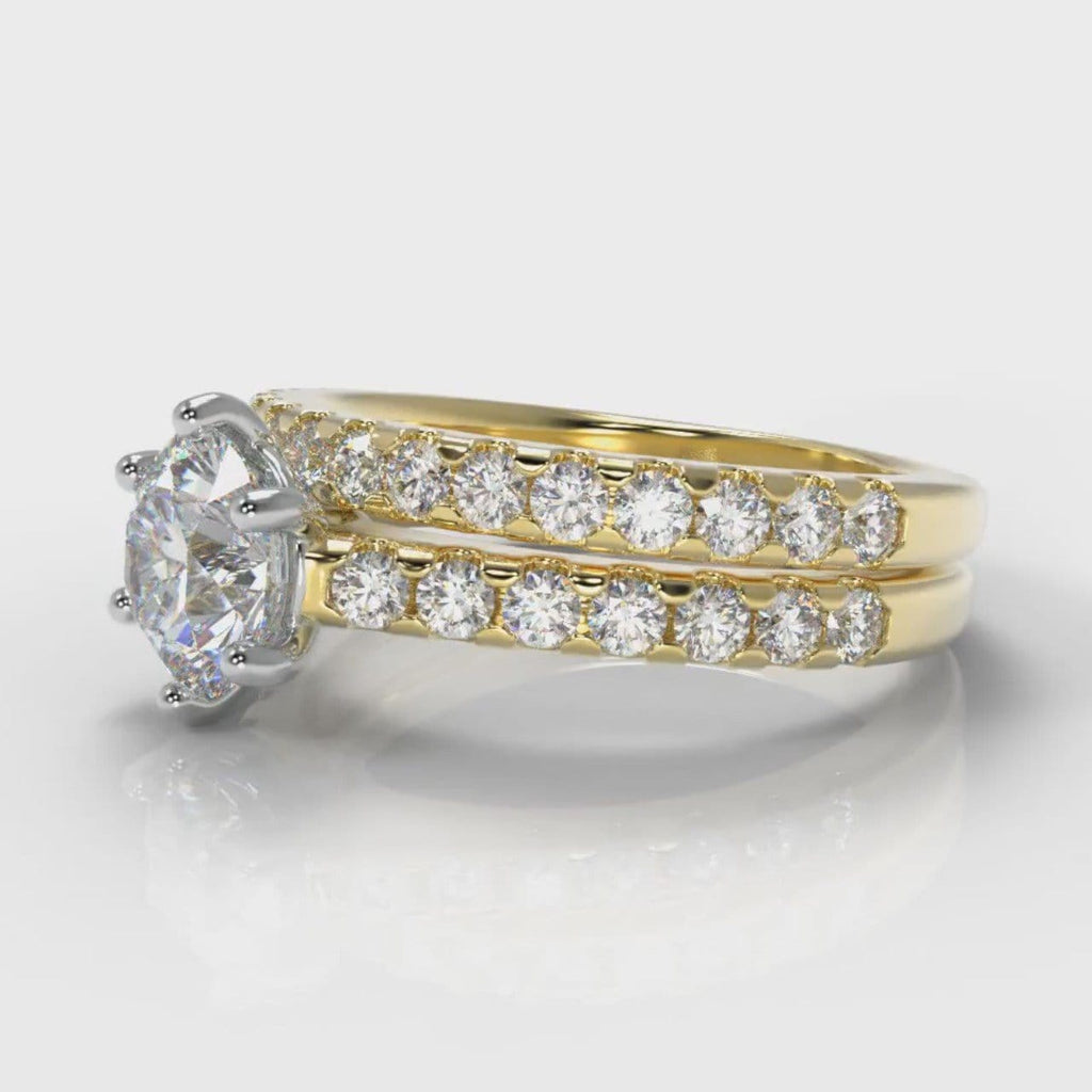 Star Micropavé Round Brilliant Bridal Set - Yellow Gold