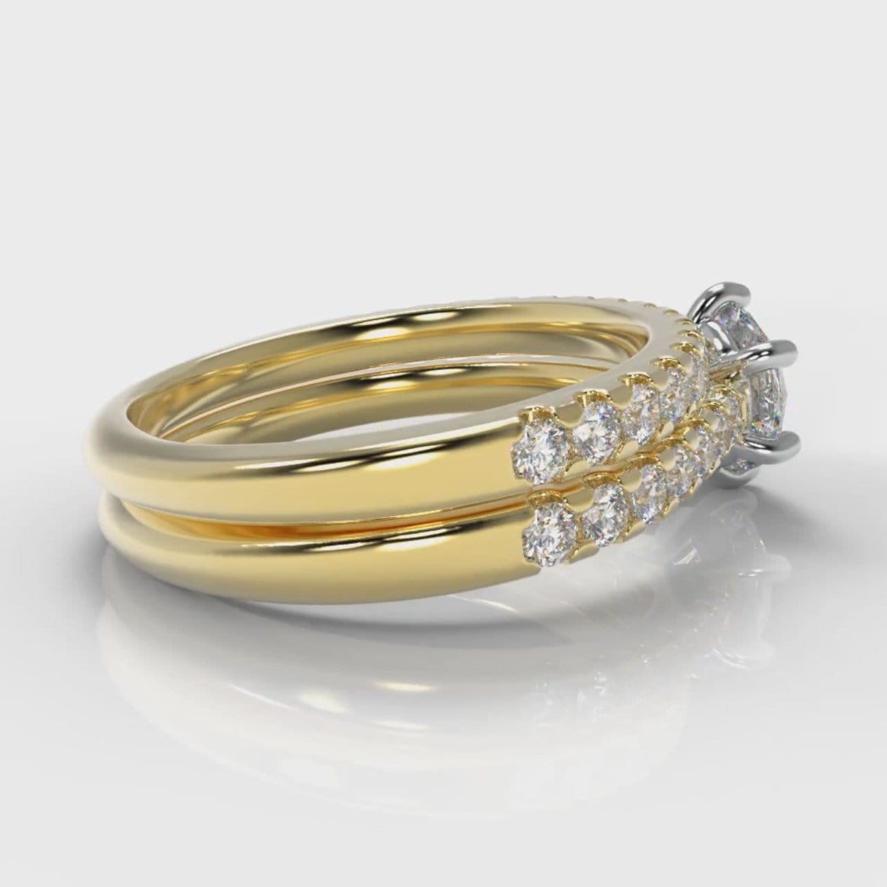 Star Micropavé Round Brilliant Bridal Set - Yellow Gold