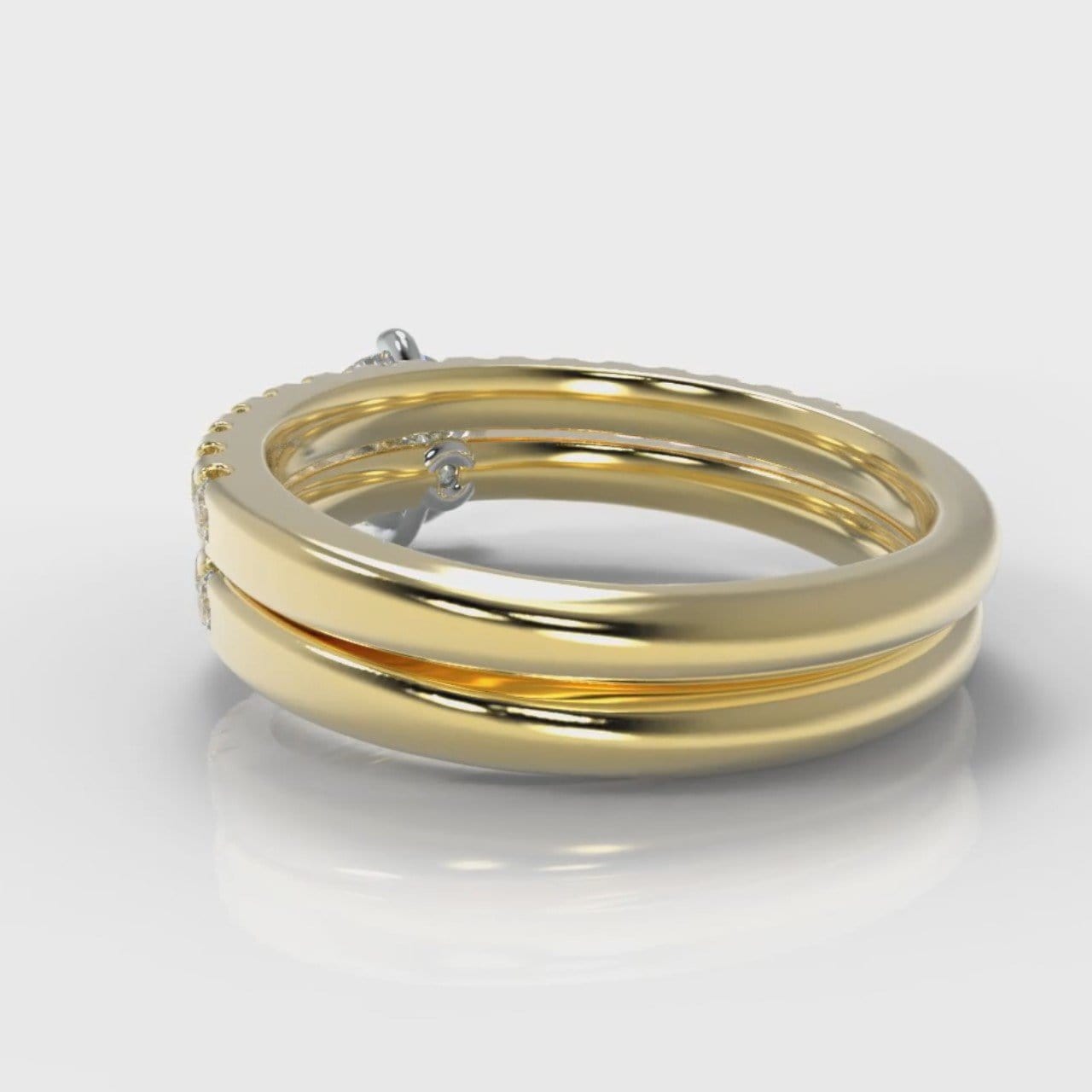 Star Micropavé Round Brilliant Bridal Set - Yellow Gold