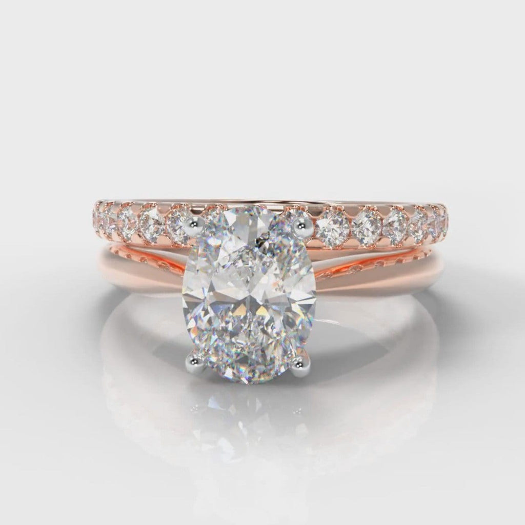 Carrée Solitaire Oval Diamond Bridal Set - Rose Gold