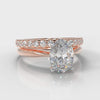 Carrée Solitaire Oval Diamond Bridal Set - Rose Gold