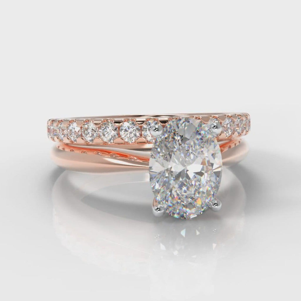 Carrée Solitaire Oval Diamond Bridal Set - Rose Gold