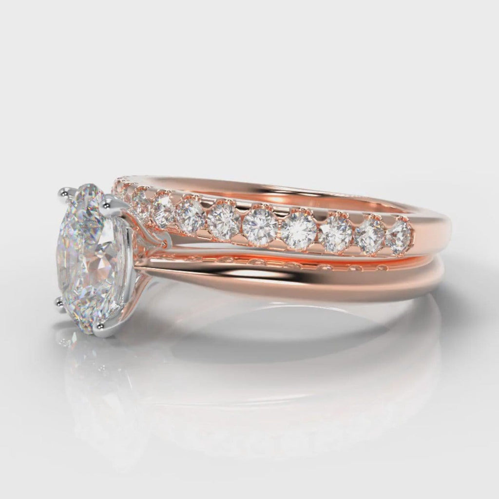 Carrée Solitaire Oval Diamond Bridal Set - Rose Gold