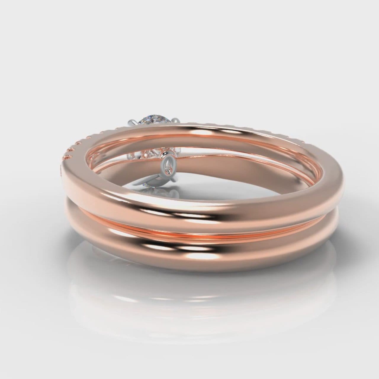 Carrée Solitaire Oval Diamond Bridal Set - Rose Gold
