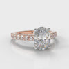 Carrée Micropavé Oval Diamond Engagement Ring - Rose Gold