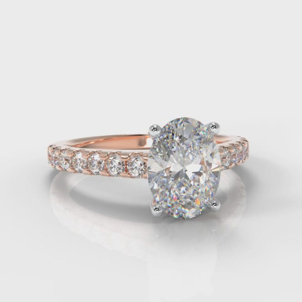 Carrée Micropavé Oval Diamond Engagement Ring - Rose Gold