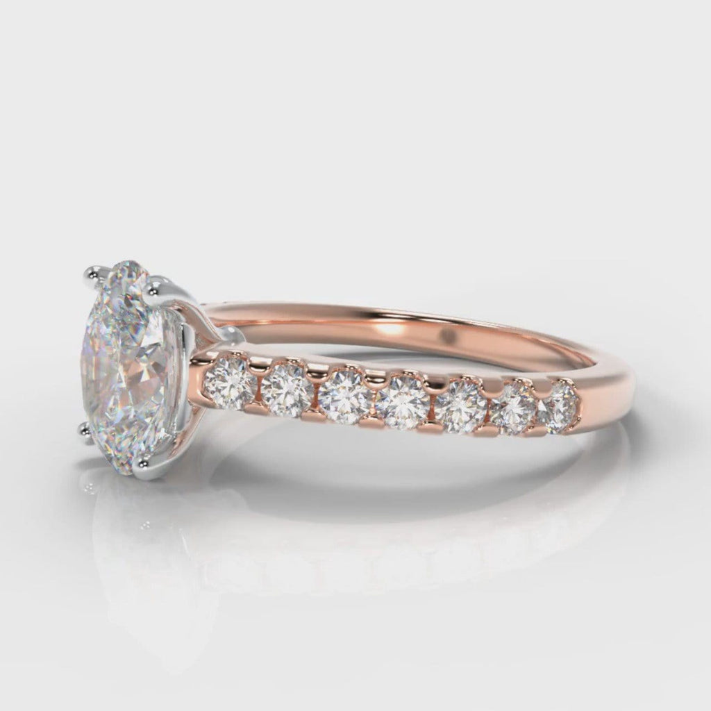 Carrée Micropavé Oval Diamond Engagement Ring - Rose Gold