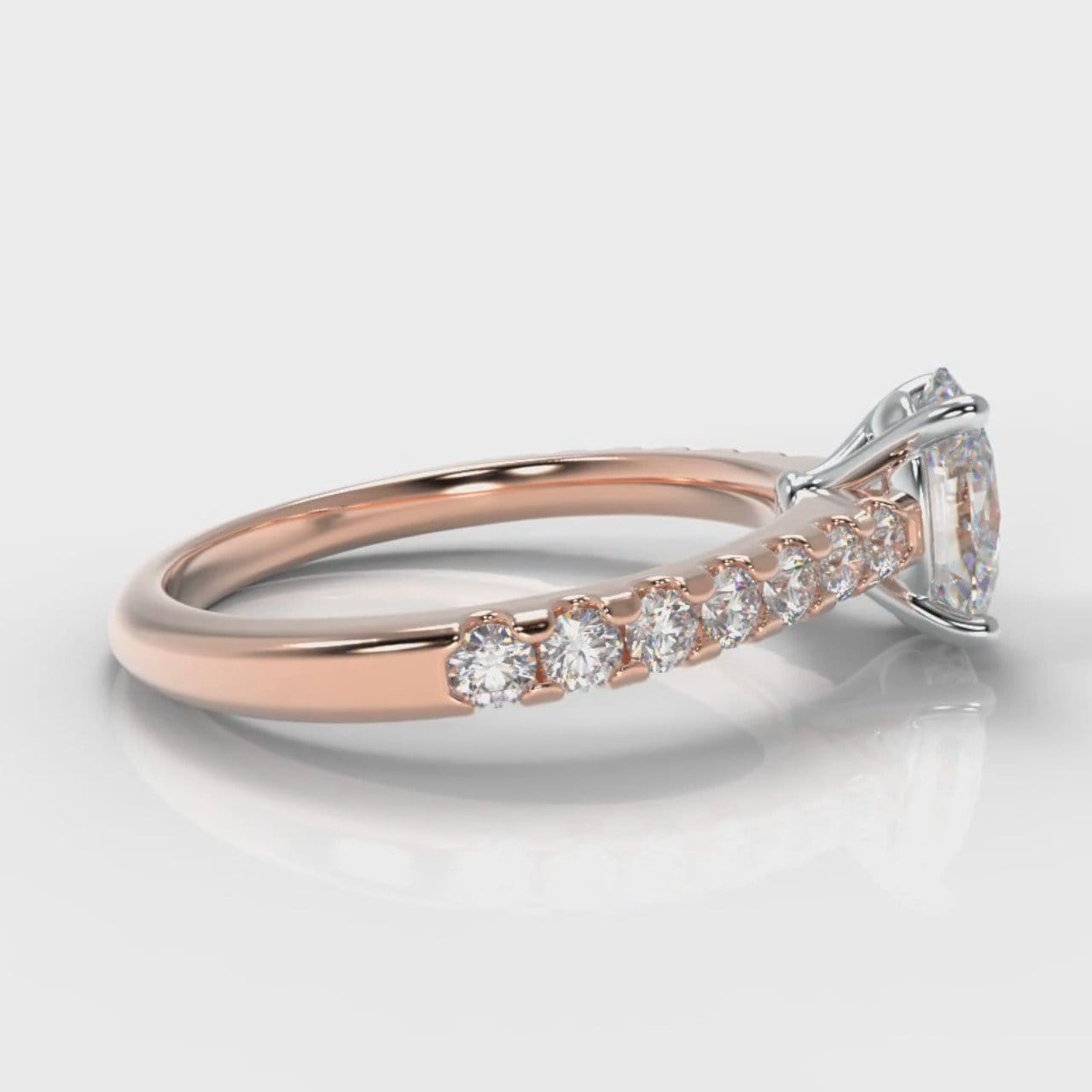 Carrée Micropavé Oval Diamond Engagement Ring - Rose Gold