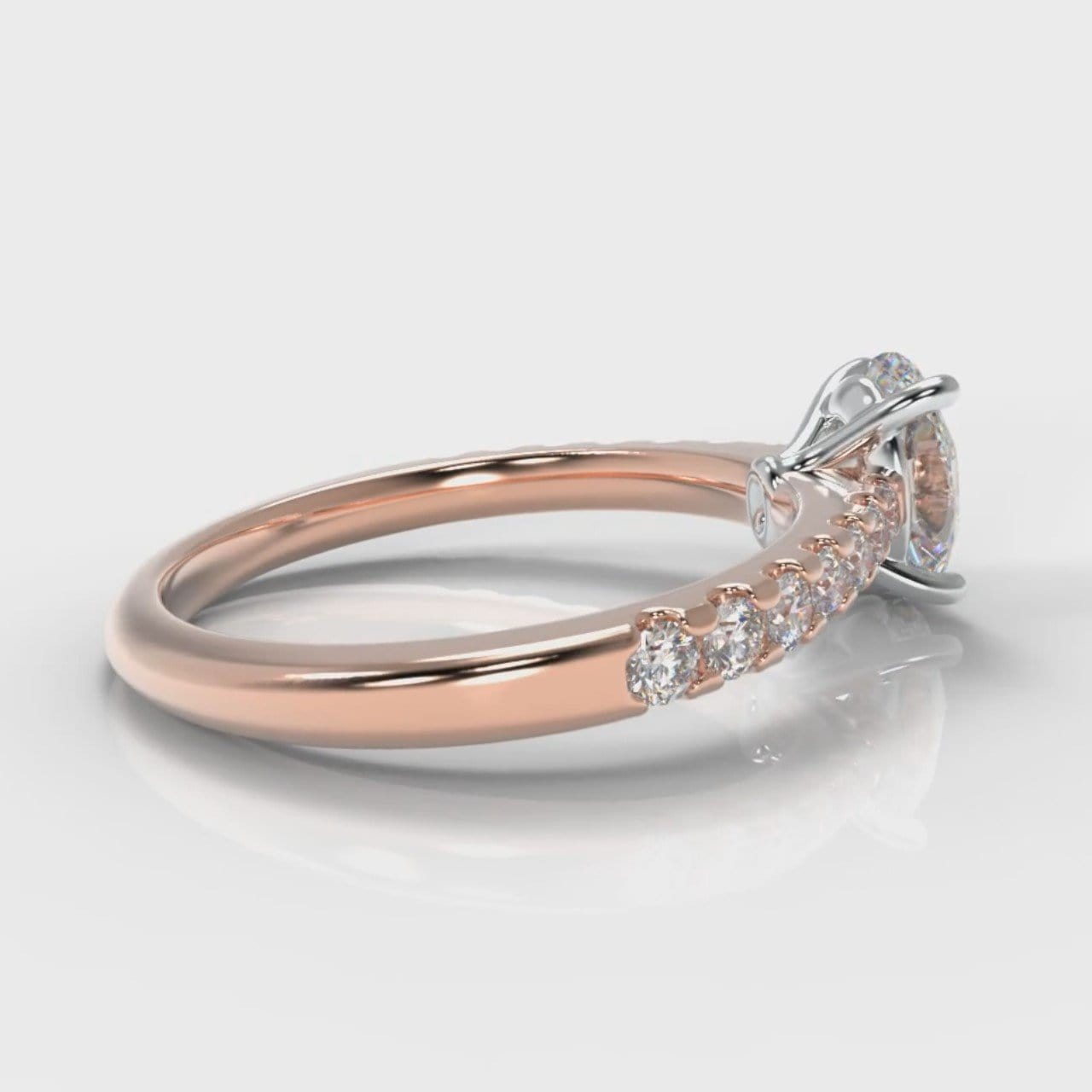 Carrée Micropavé Oval Diamond Engagement Ring - Rose Gold
