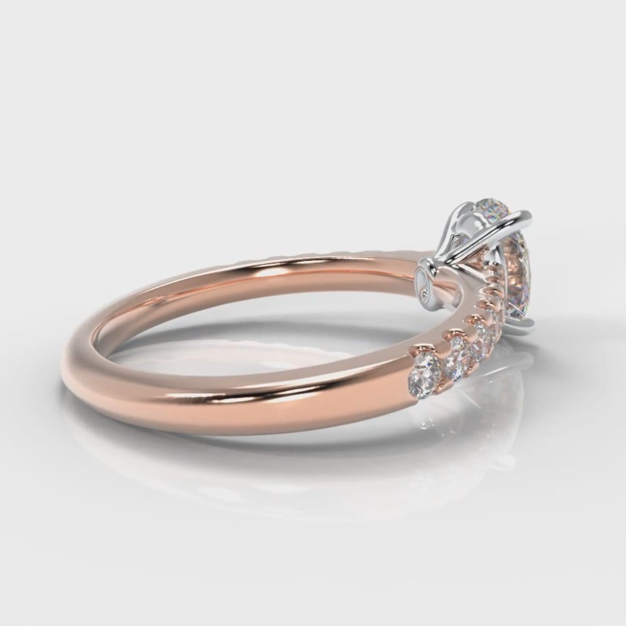 Carrée Micropavé Oval Diamond Engagement Ring - Rose Gold