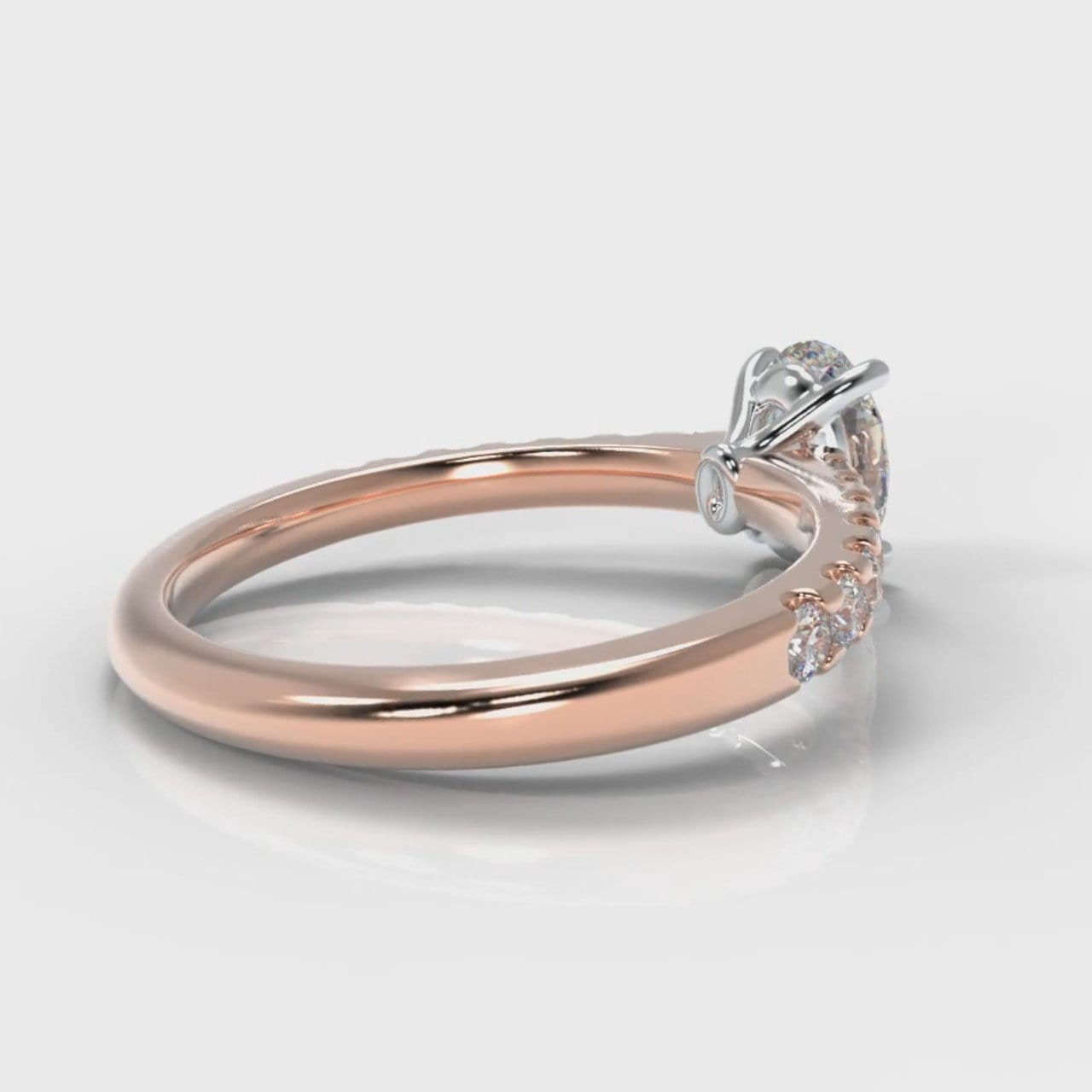 Carrée Micropavé Oval Diamond Engagement Ring - Rose Gold