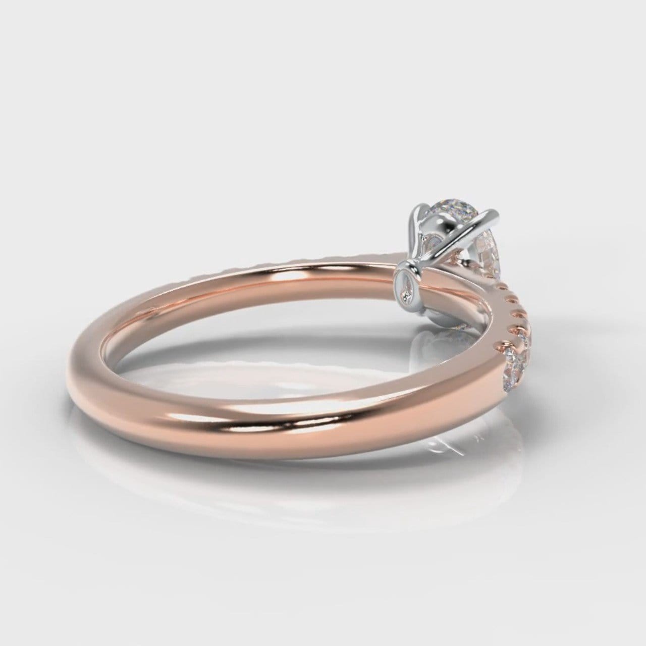 Carrée Micropavé Oval Diamond Engagement Ring - Rose Gold