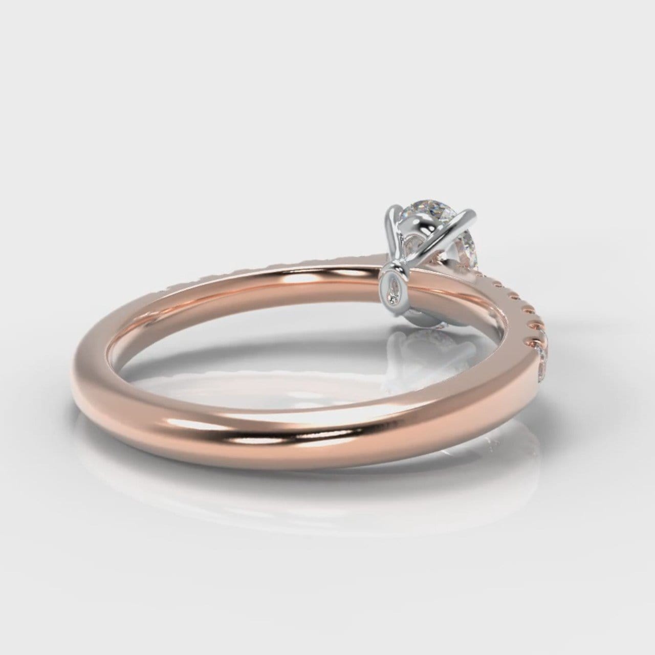 Carrée Micropavé Oval Diamond Engagement Ring - Rose Gold