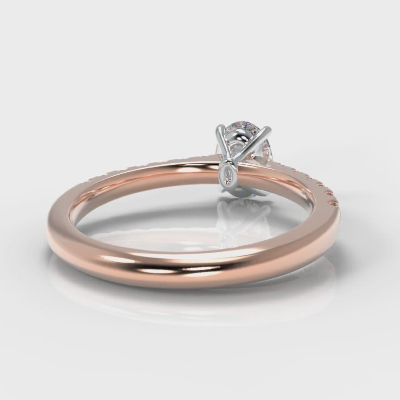Carrée Micropavé Oval Diamond Engagement Ring - Rose Gold