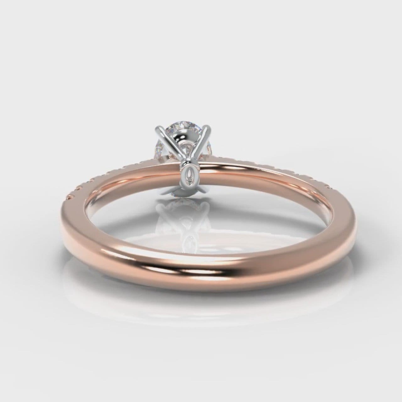 Carrée Micropavé Oval Diamond Engagement Ring - Rose Gold