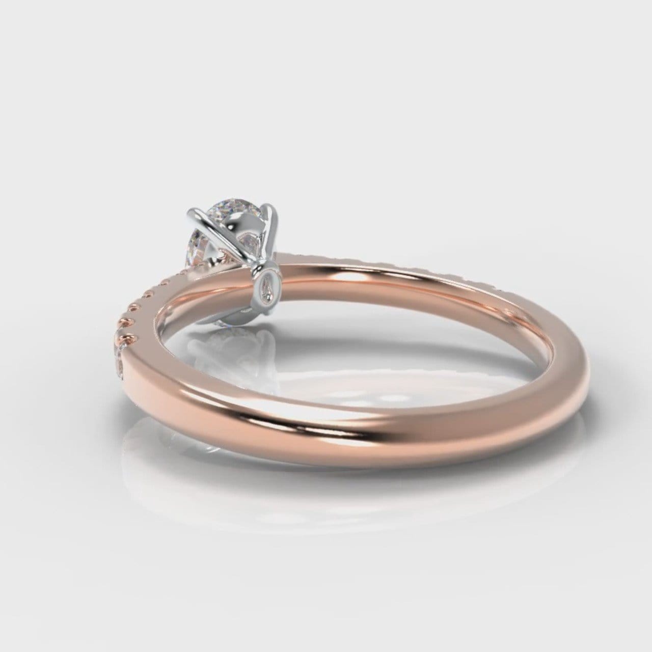 Carrée Micropavé Oval Diamond Engagement Ring - Rose Gold