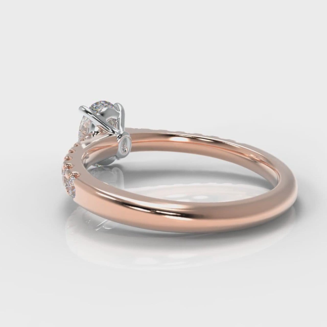 Carrée Micropavé Oval Diamond Engagement Ring - Rose Gold