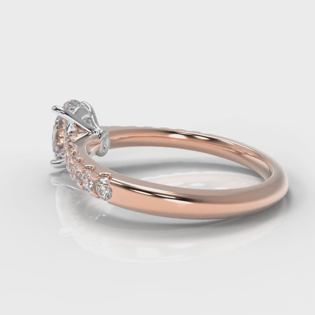 Carrée Micropavé Oval Diamond Engagement Ring - Rose Gold