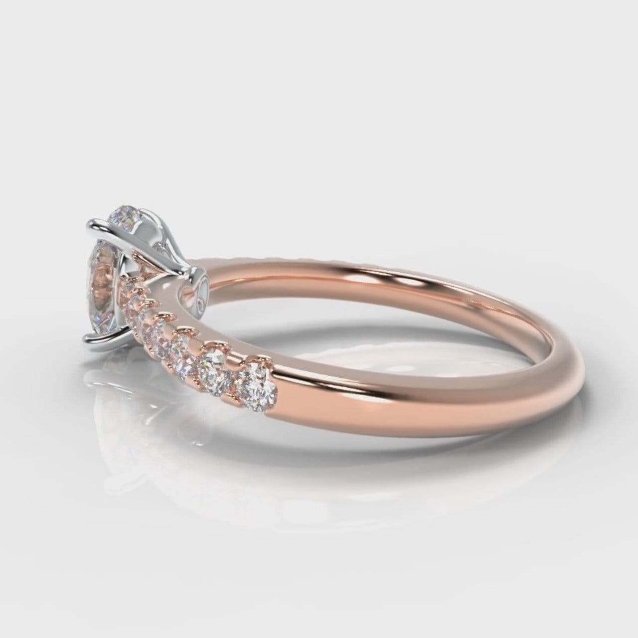 Carrée Micropavé Oval Diamond Engagement Ring - Rose Gold