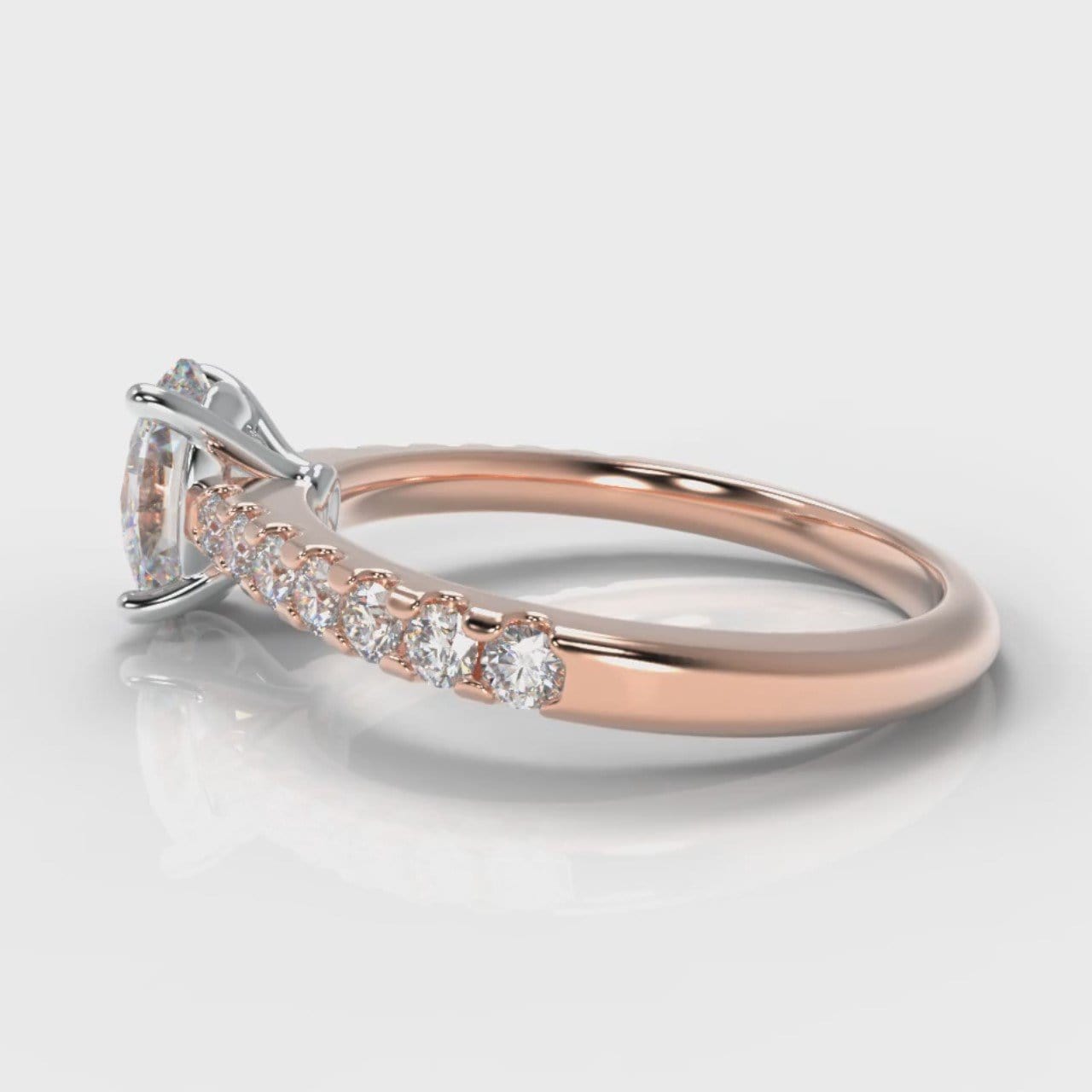 Carrée Micropavé Oval Diamond Engagement Ring - Rose Gold