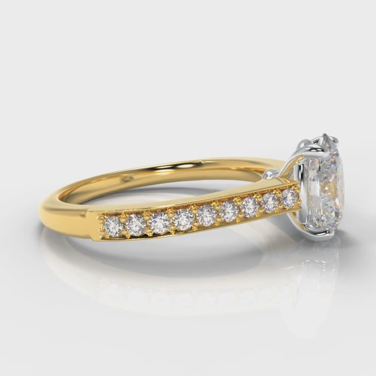 Pavé Oval Diamond Engagement Ring - Yellow Gold